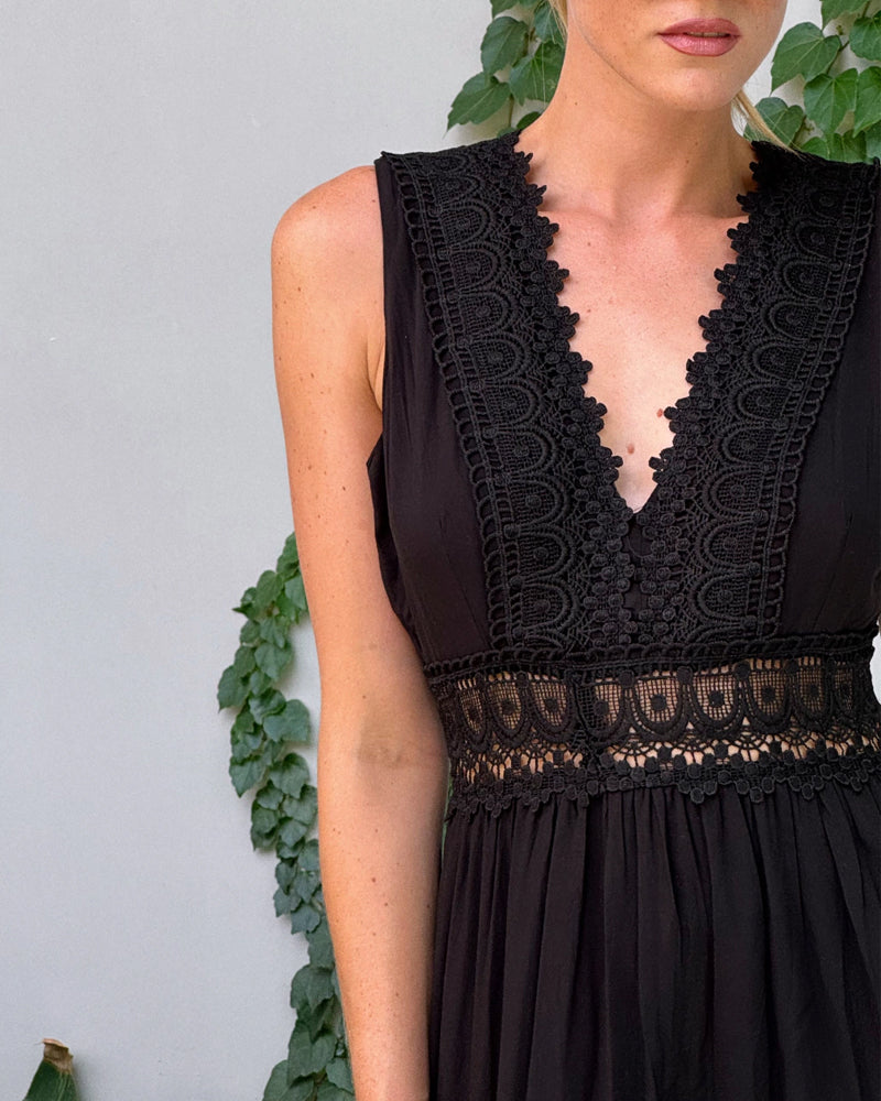 Lace V-neck tank dress