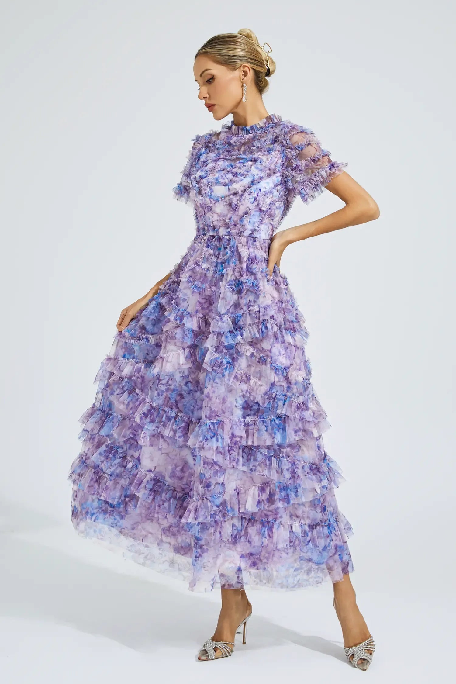 Saroyan Purple Floral Midi Dress