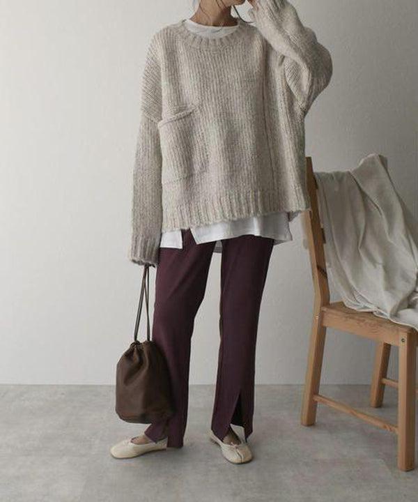 Oversized Ivory Pocket Front Sweater