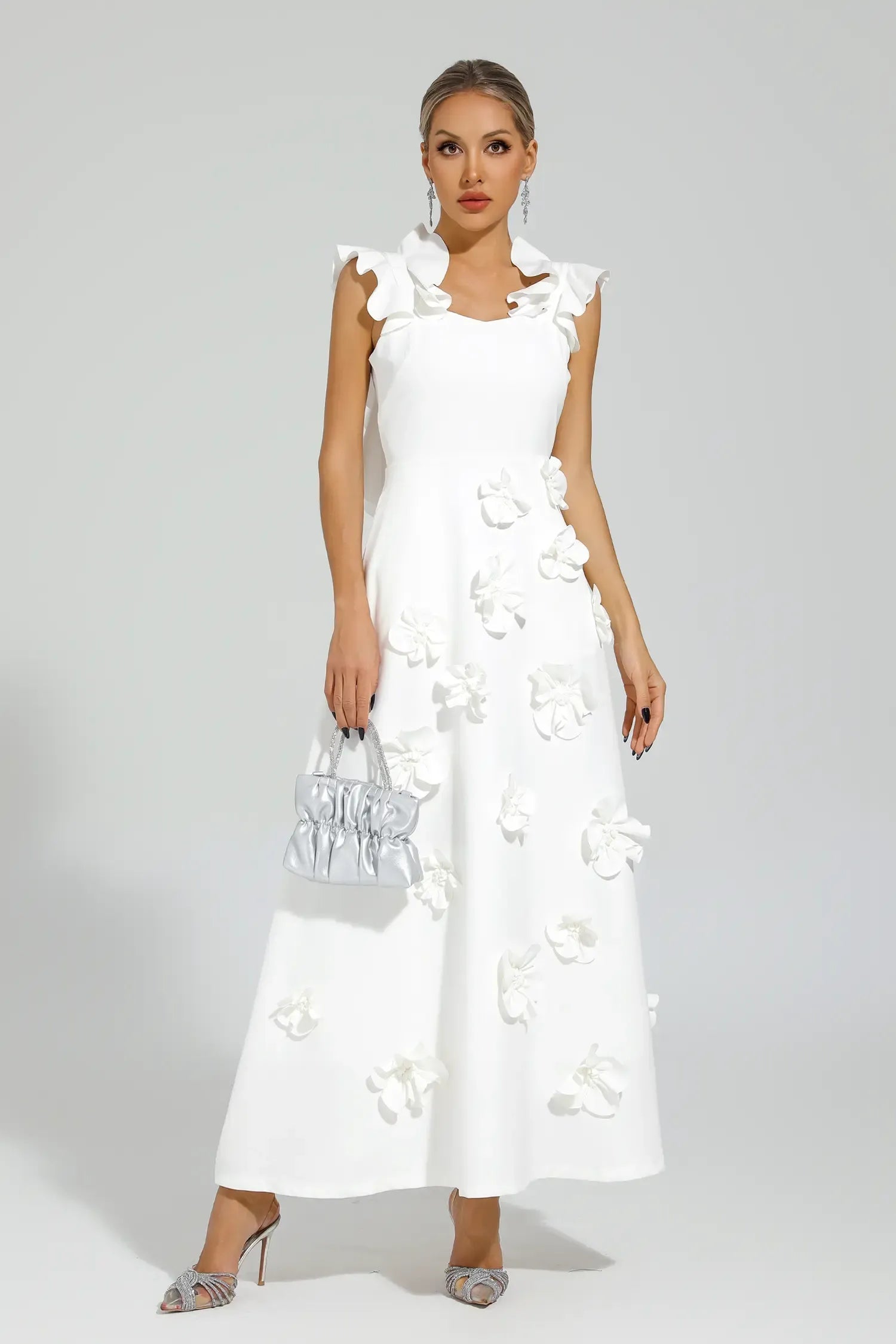 Ansel White Flower Slip Dress