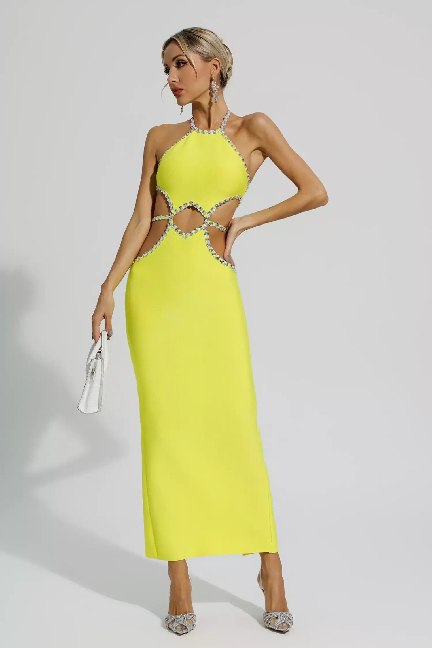 Megan Yellow Cut Out Bodycon Dress