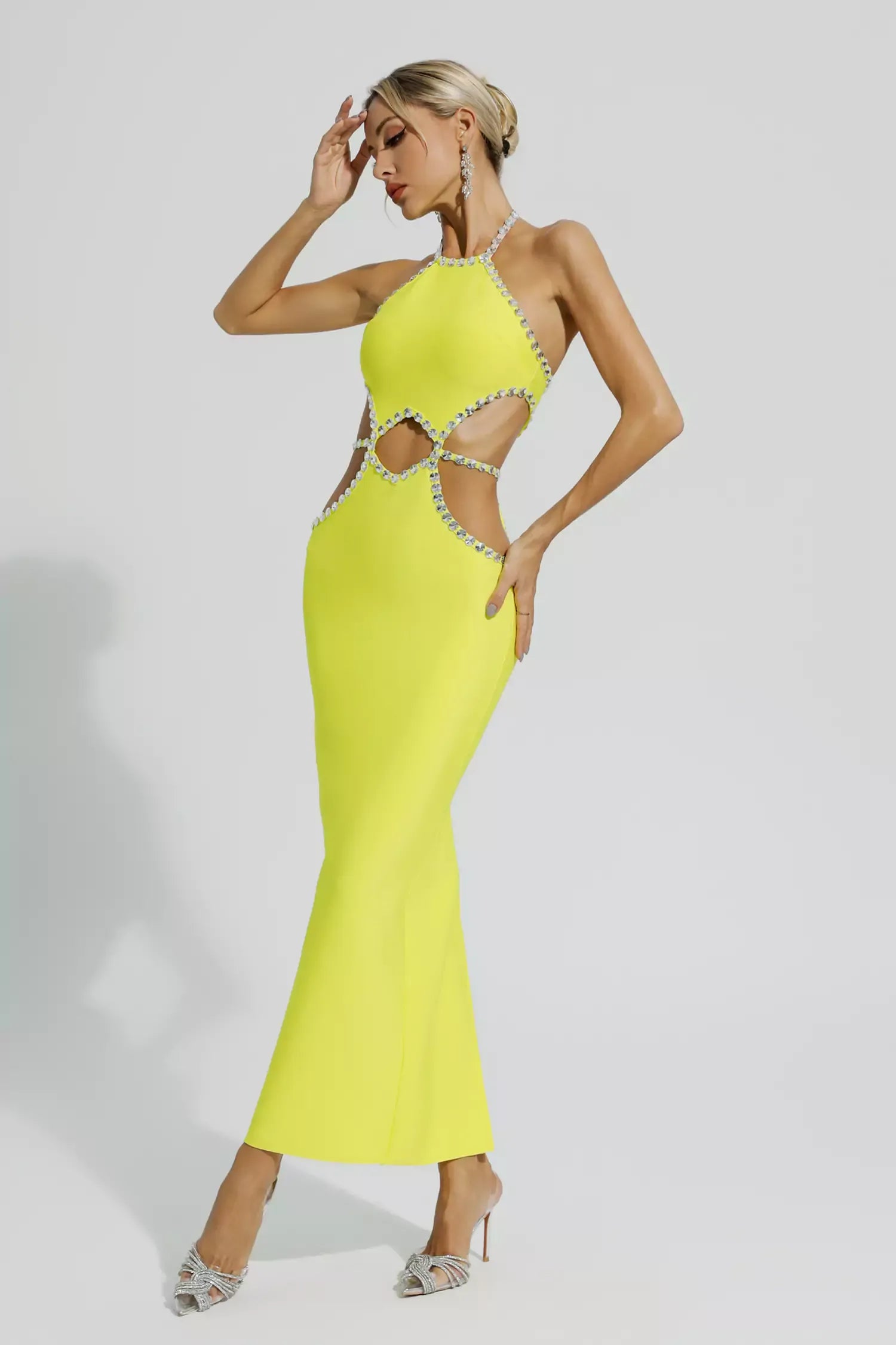 Megan Yellow Cut Out Bodycon Dress